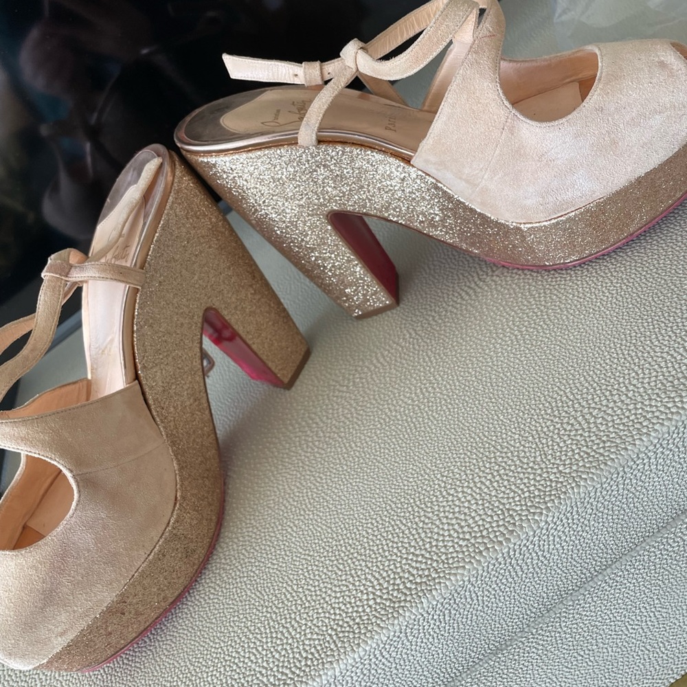 Louboutin glitter platform